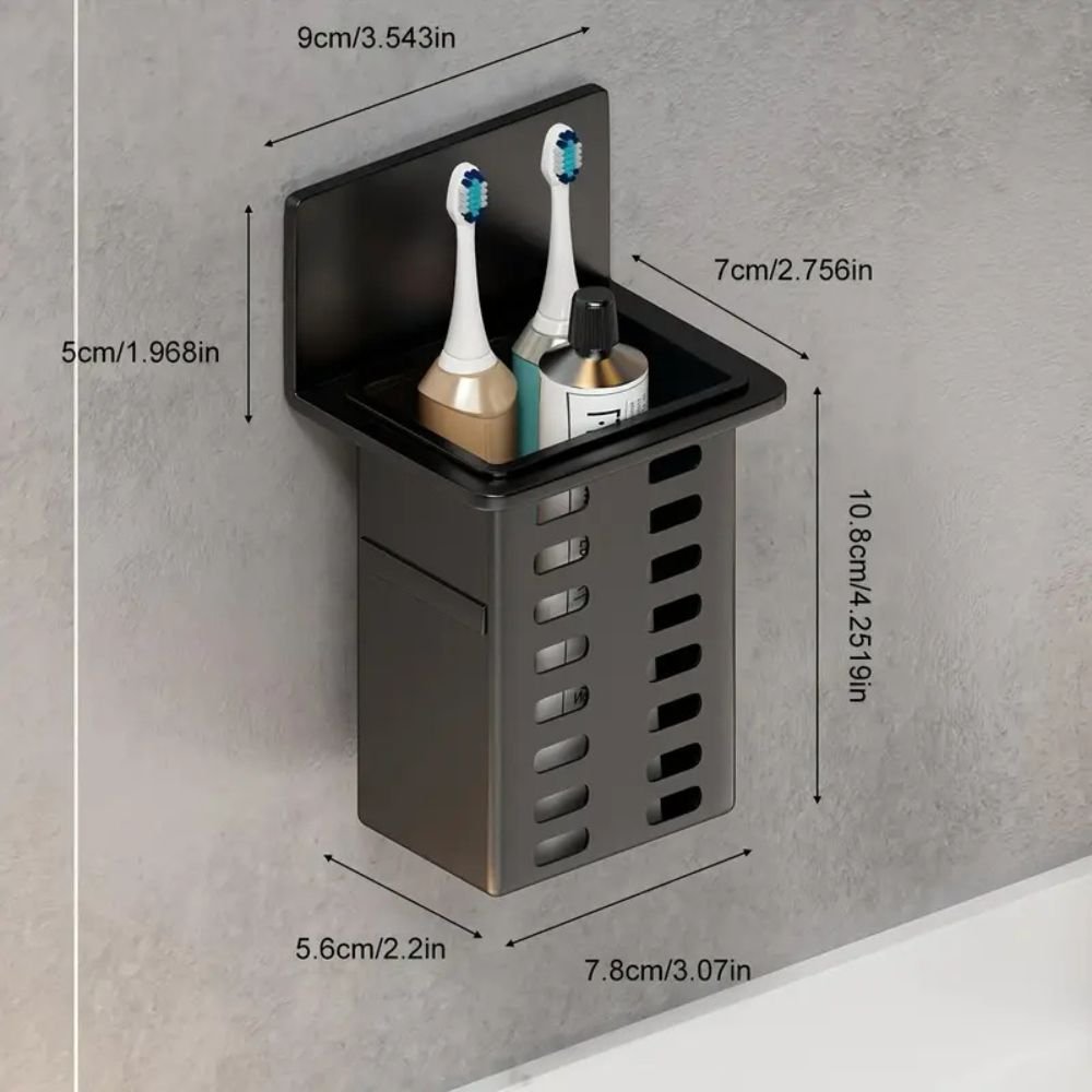 Wall-Mounted Bathroom Organizer | Self-Adhesive Toothbrush & Makeup Holder