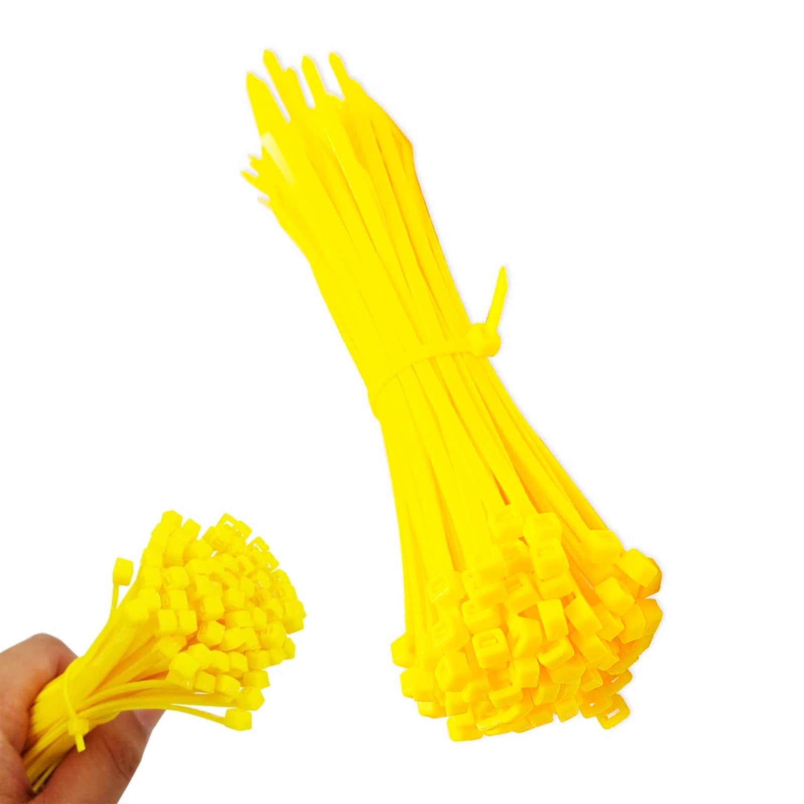 Heavy-Duty 8-Inch Yellow Zip Ties – 100 Pack | 30 LB Self-Locking Cable Ties