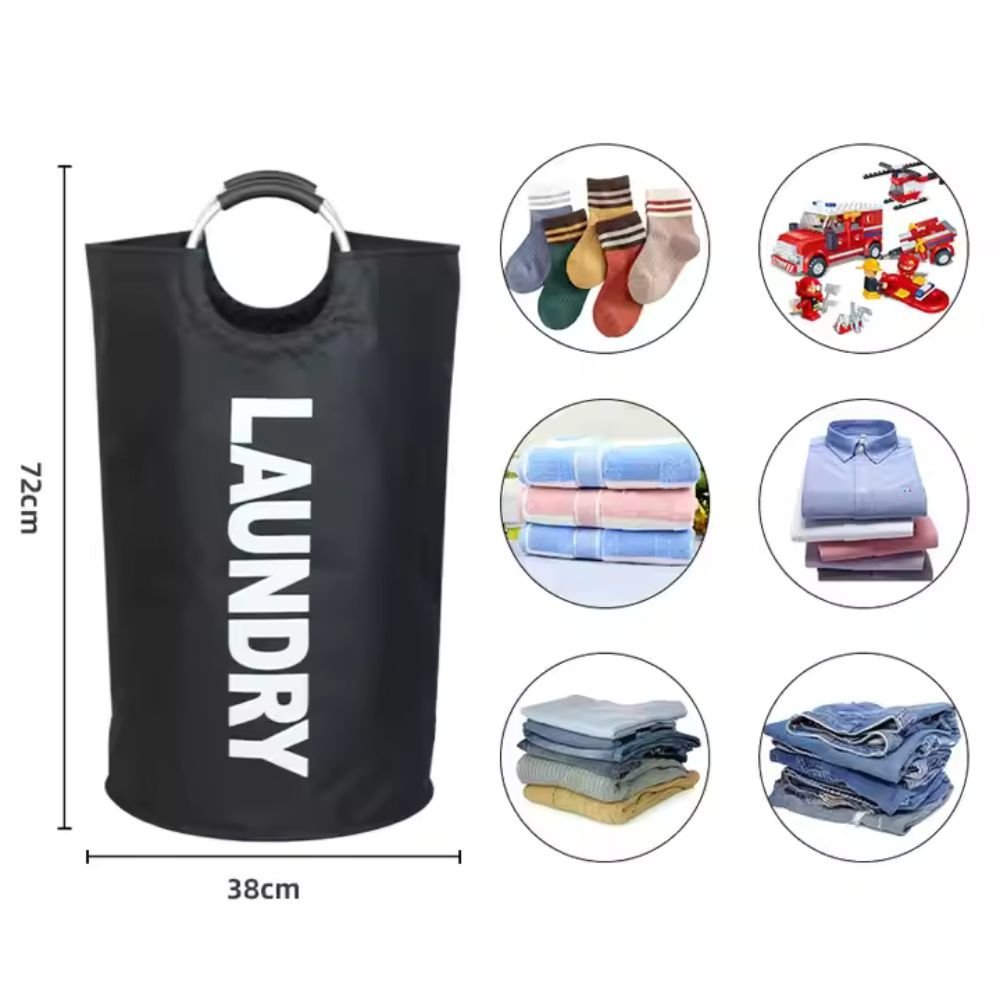Fabric Heavy Duty Laundry Basket With Aluminum handle