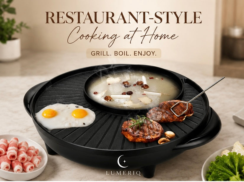 Korean Electric Hot Pot & Grill – 2-in-1 Non-Stick Cooker