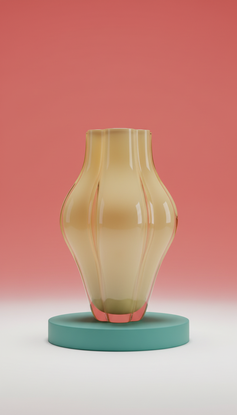 Sculptural Glass Vase Lemon Chiffon