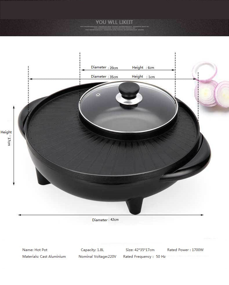 Korean Electric Hot Pot & Grill – 2-in-1 Non-Stick Cooker