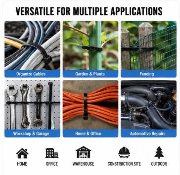 Heavy Duty 14-Inch Black Zip Ties – 1000 Pack, 50 lb Strength